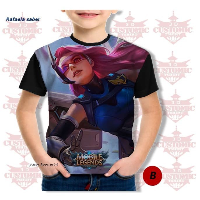 MURAH KEREN kaos 3d karakter mobile legend - rafaela saber squad-KAOS anak