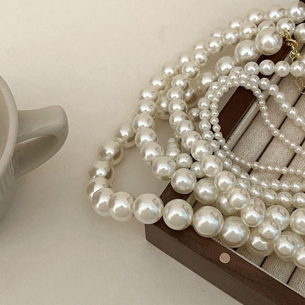 Kalung Choker Rantai Klavikula Mutiara Putih Gaya Vintage Korea Minimalis Untuk Wanita