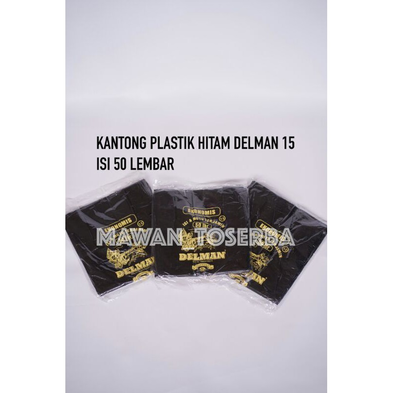 Kantong Plastik kresek hitam HD ukuran 15 isi 50 lembar Delman / Kantong kresek Ekonomis Hitam