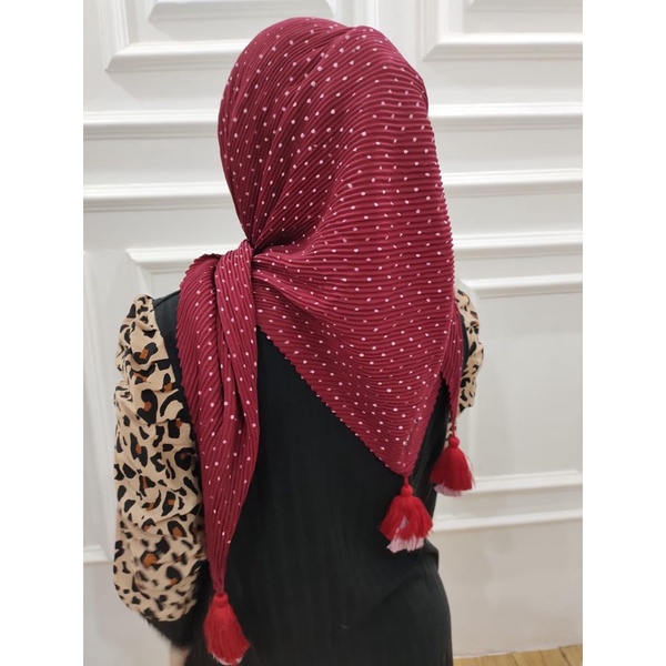 INNARA  | Segi Empat Plisket Tassel polka