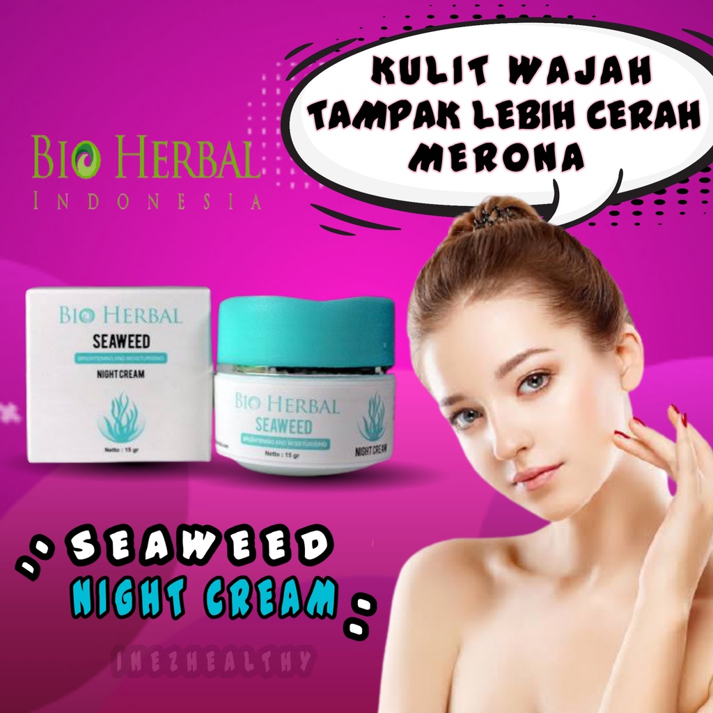 Bio Herbal Seawed Night Cream - Krim Wajah Malam Pelembab Muka Glowing Original Bpom