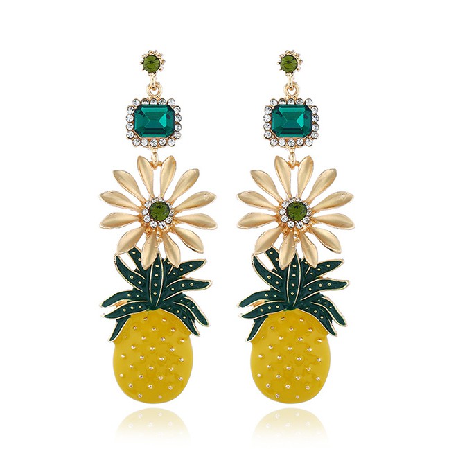 LRC Anting Tusuk Fashion Yellow Pineapple Drip Earrings F49299