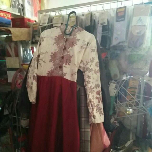 Zola_batik Batik Couple Gamis Brokat Couple Batik Melati Kemeja Panjang