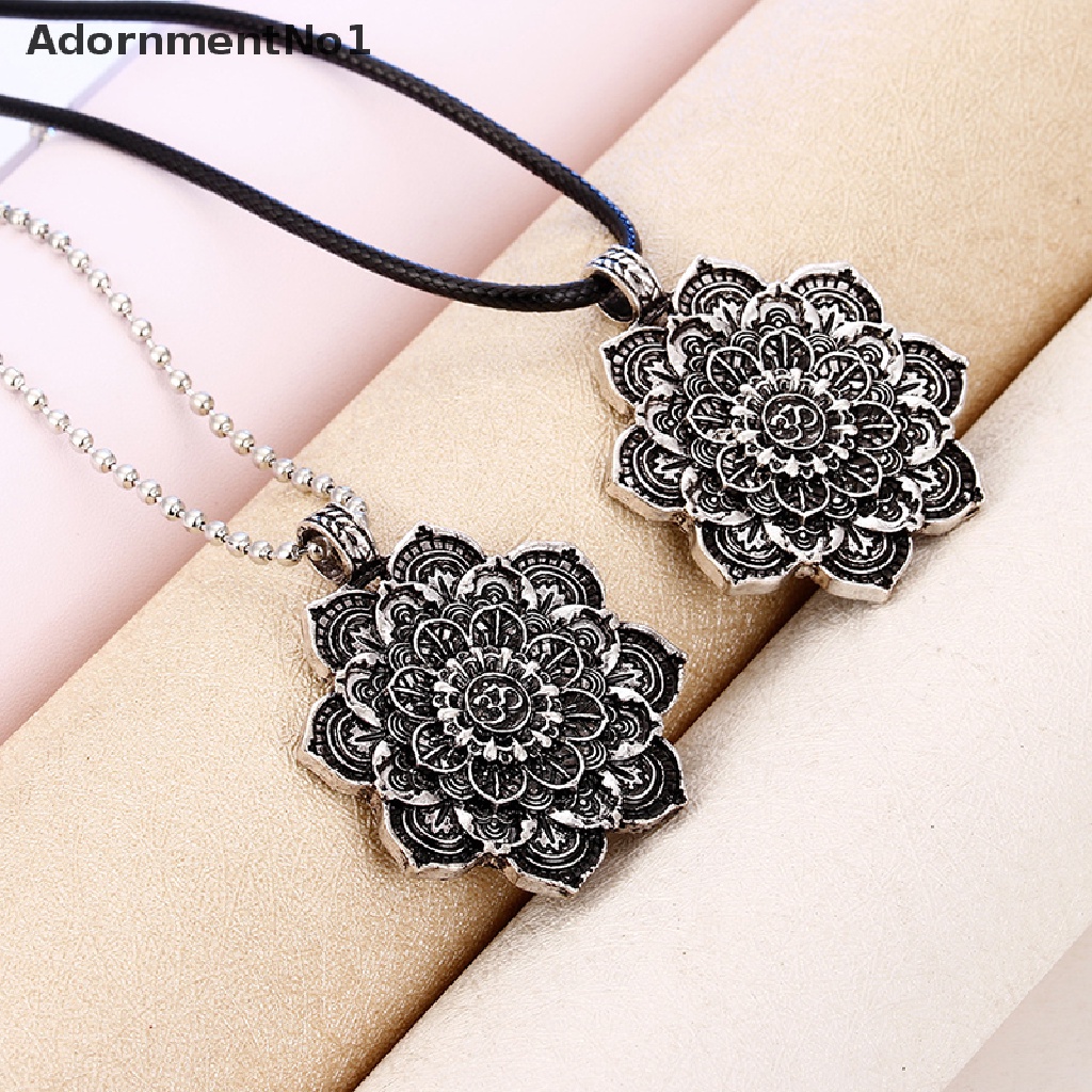 (AdornmentNo1) 1pc Kalung Rantai Pendan Jimat Pola Geometri Tibet Mandala Gaya Retro