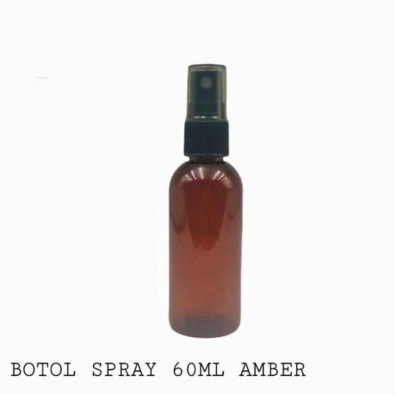 Botol spray 60ml amber / Botol 60ml amber Tutup Spray hitam smoke