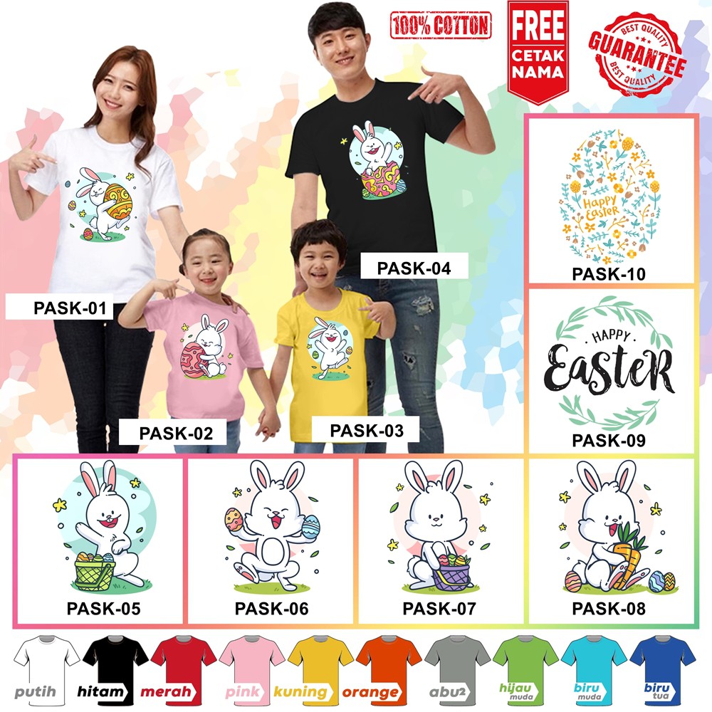 [FREE NAMA!!] Baju Kaos ANAK DAN DEWASA EASTER PASKAH BANYAK MOTIF