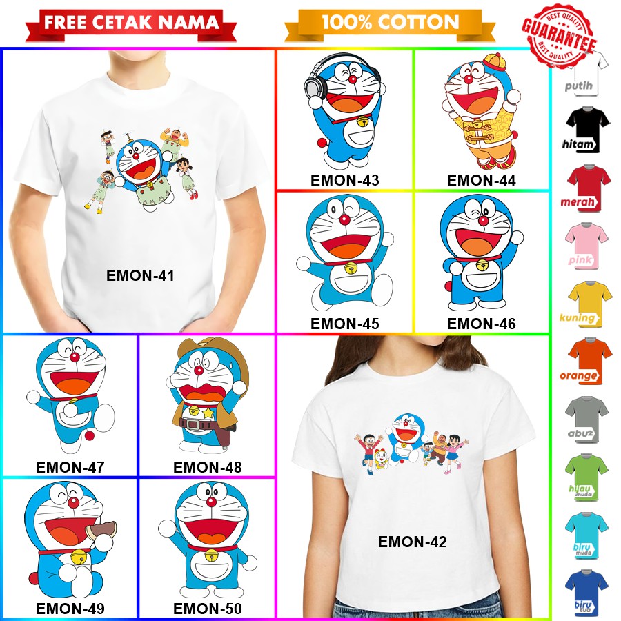 [FREE NAMA!!] Baju Kaos COUPLE  ANAK DAN DEWASA DORAEMON BANYAK MOTIF