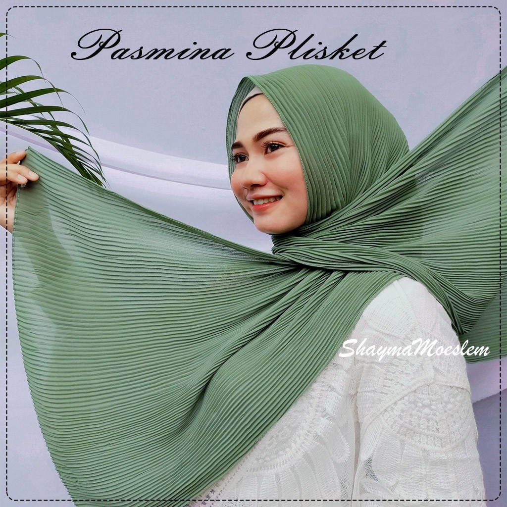 Pashmina Plisket Full Tanpa Garis Tengah Premium / Pleated Shawl