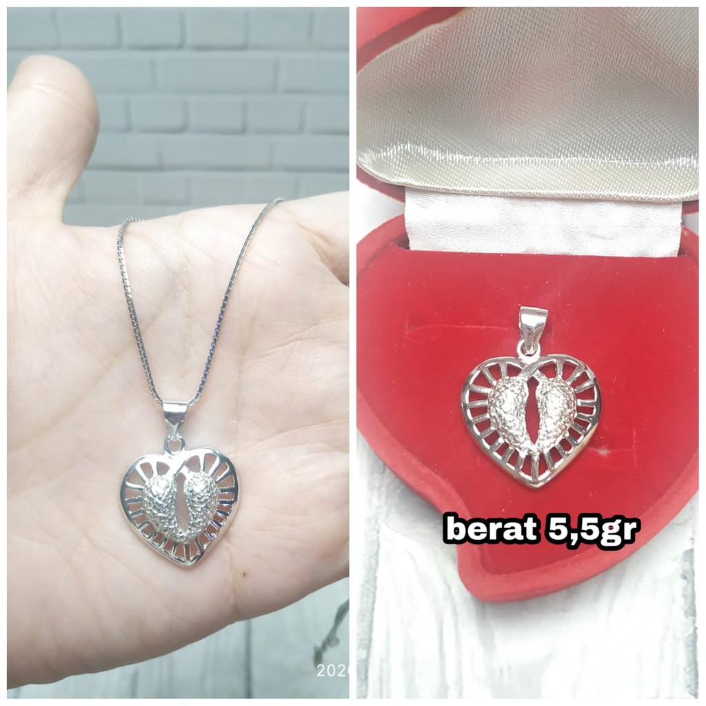 KALUNG SET LIONTIN LOVE BOLONG PERAK ASLI S925 CC920