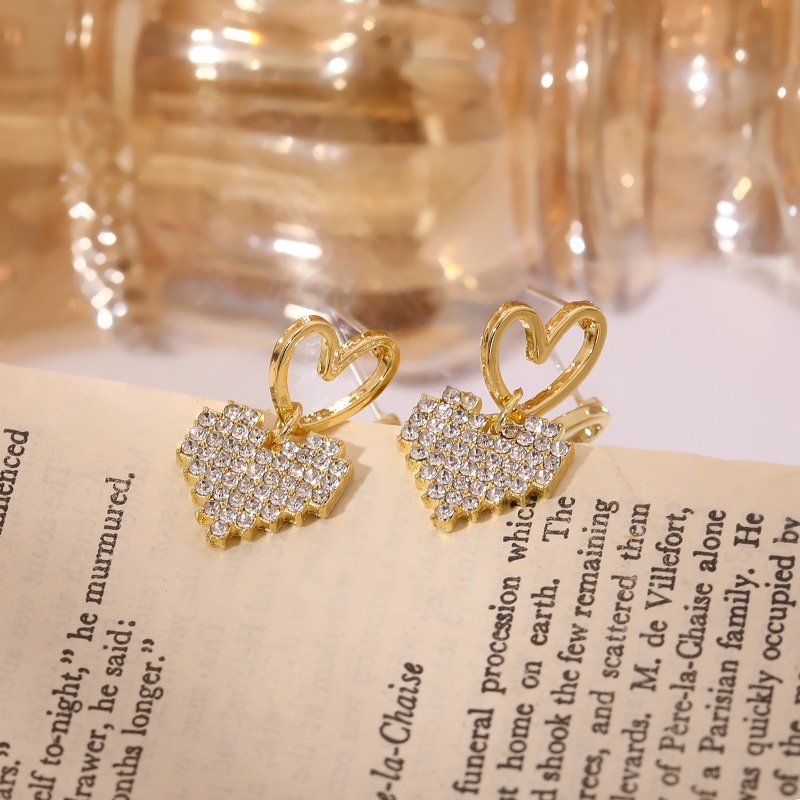 Gaya Korea gold double cinta hati anting-anting anting-anting gaya dan pribadi niche desain selebrit