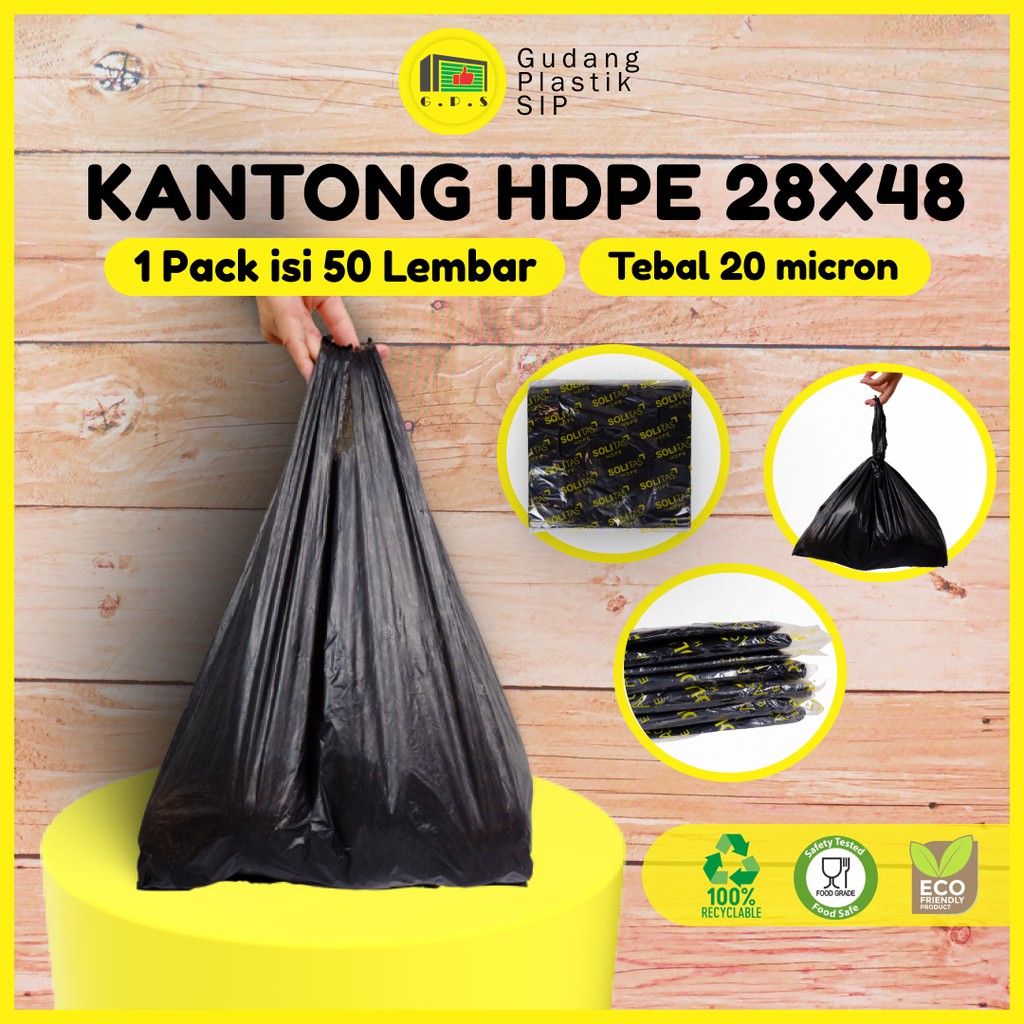 Kantong Plastik Kresek Hitam Tebal UK 28x48 HDPE