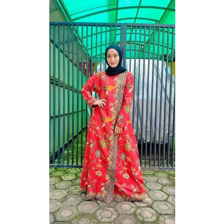 GAMIS DRESS BATIK BUNGA MERAH DUAI FAV ORIGINAL