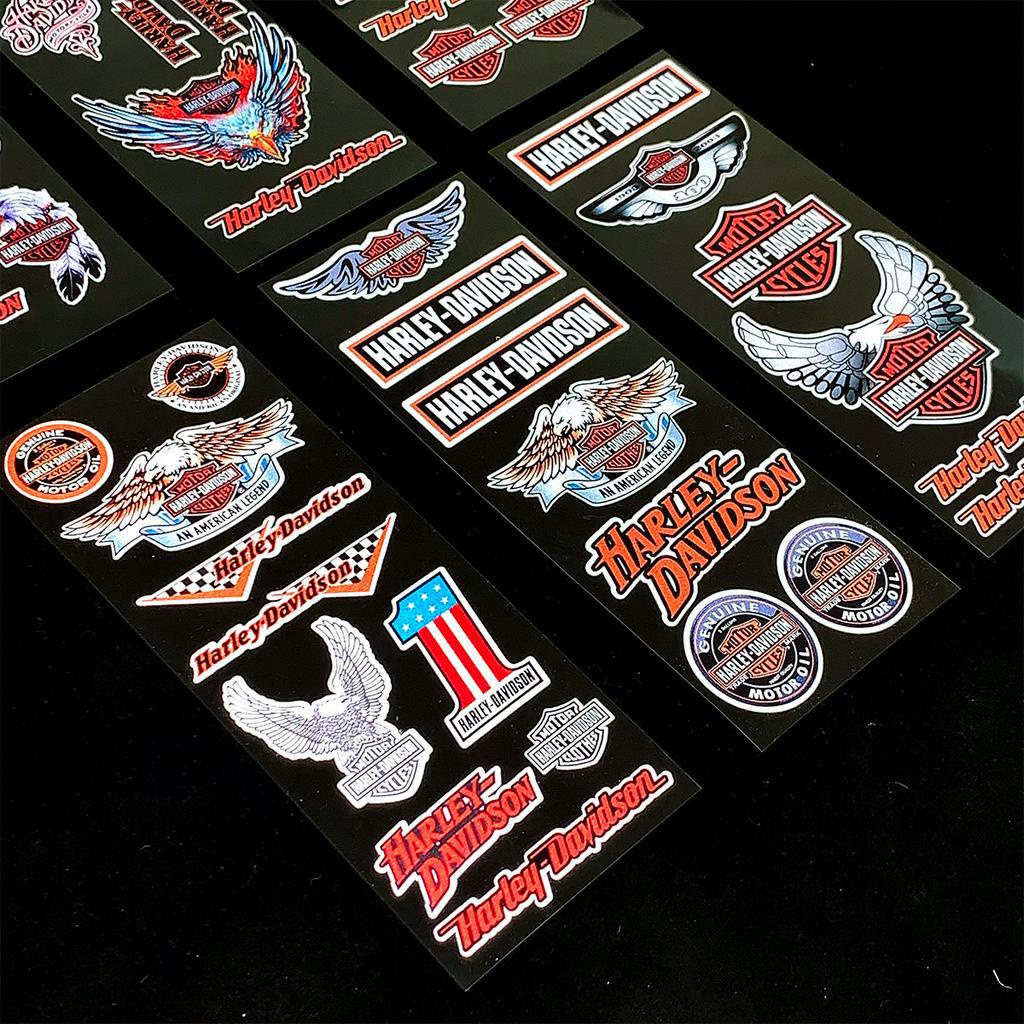 Stiker Vinyl Reflektif Motif Harley Davidson Warna Biru Untuk Fender Samping Motor / Sepeda / Yamaha / Honda / Suzuki / Kawasaki