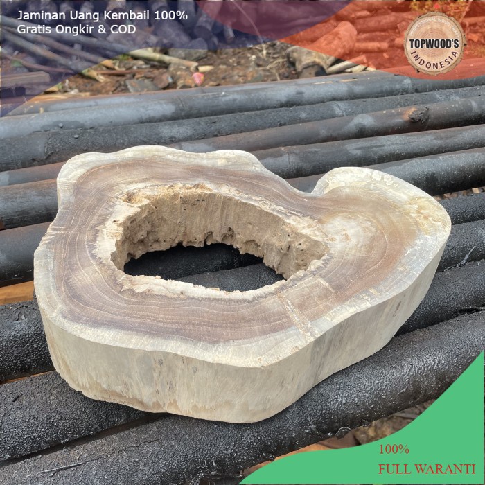 Teak wood erotion - Potongan Kayu Jati Bolong Untuk Kursi Meja Resin - 30x37x6,5cm