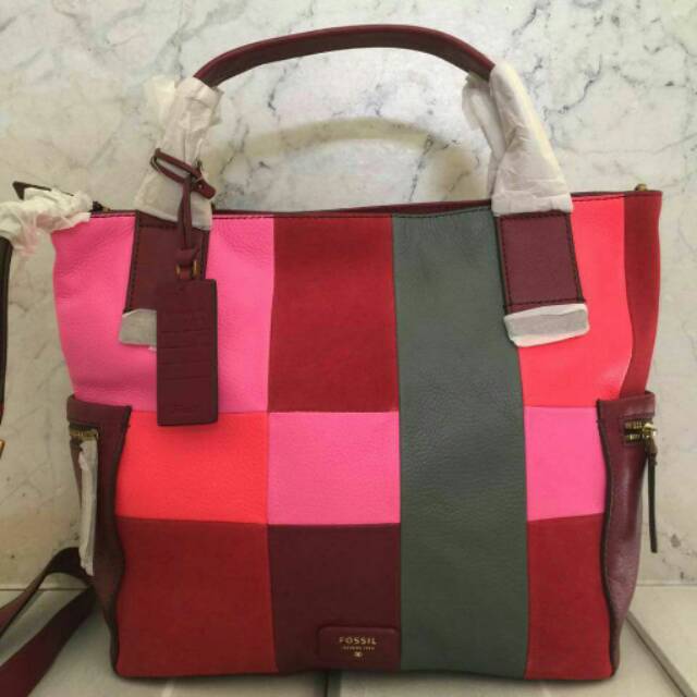 FOSSIL EMERSON SATCHEL PW RED SZ L (Authentic)