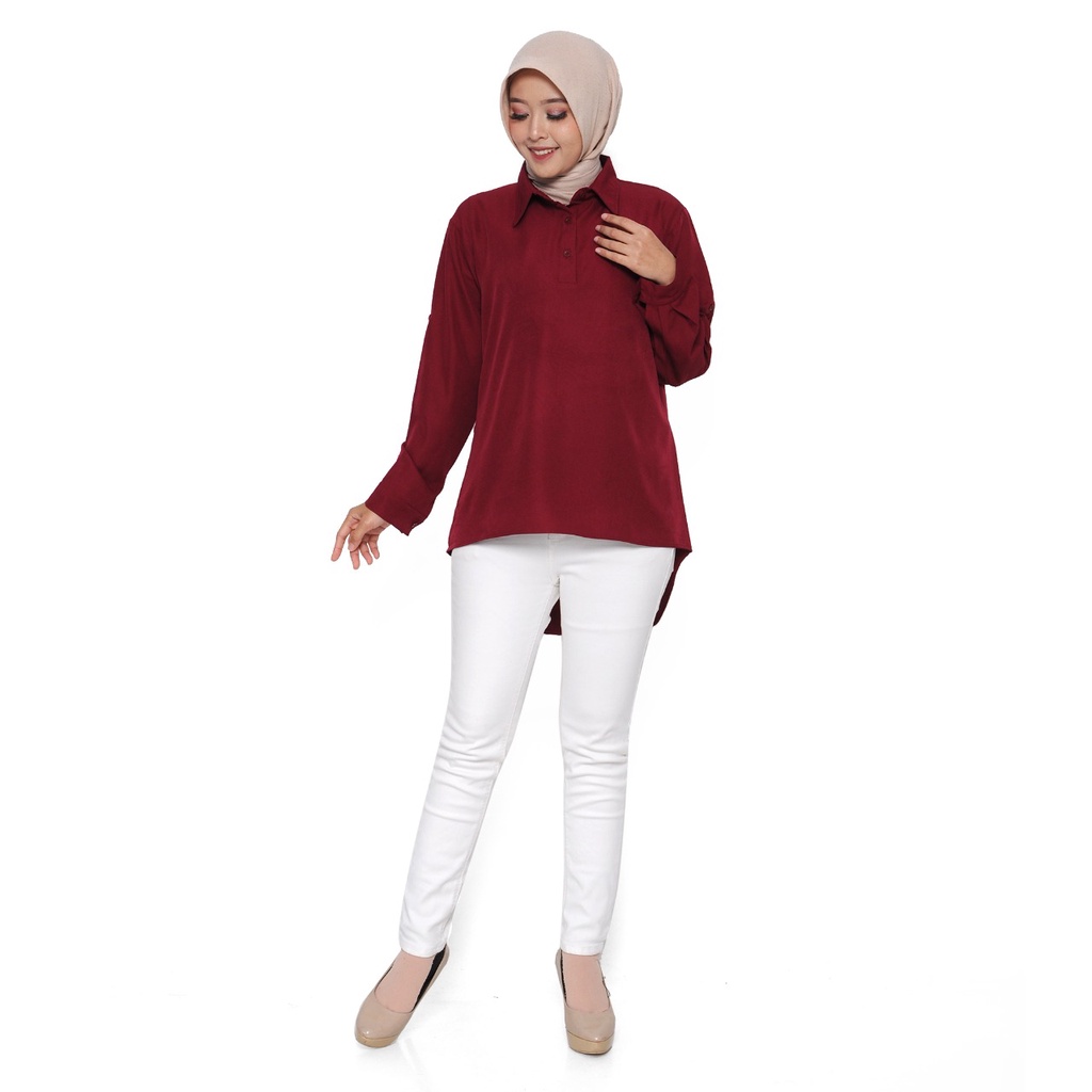 ATASAN KEMEJA WANITA SHAKILA PREMIUM/KAKI BULAT LENGAN SCODER