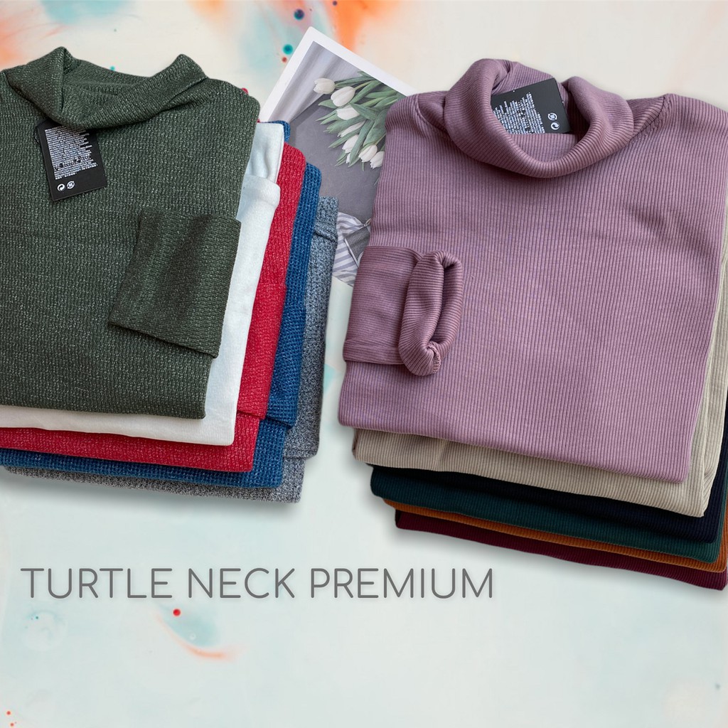 Kaos Turtleneck Pria Wanita Leher Tinggi Rib SUPER Premium / Kerah Tinggi