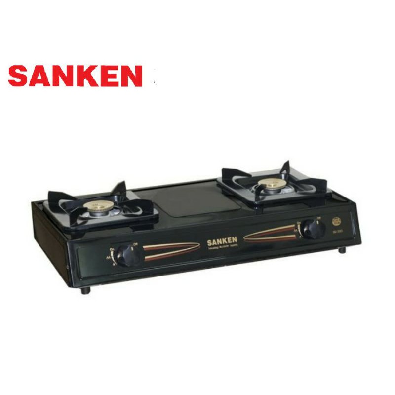 Kompor Gas Sanken SG-333T Hitam 2 Tungku untuk Rumah Tangga