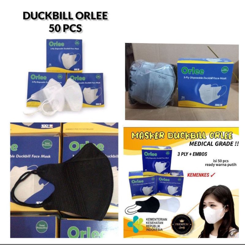 MASKER DUCKBILL ORLEE ISI 50 PCS 3 PLAY EMBOS KEMENKES