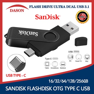 FLASHDISK OTG TYPE C 32GB/64GGB/128GB/256GB FLASH DRIVE ULTRA DUAL USB 3.1 flashdisk Ultra Dual Drive