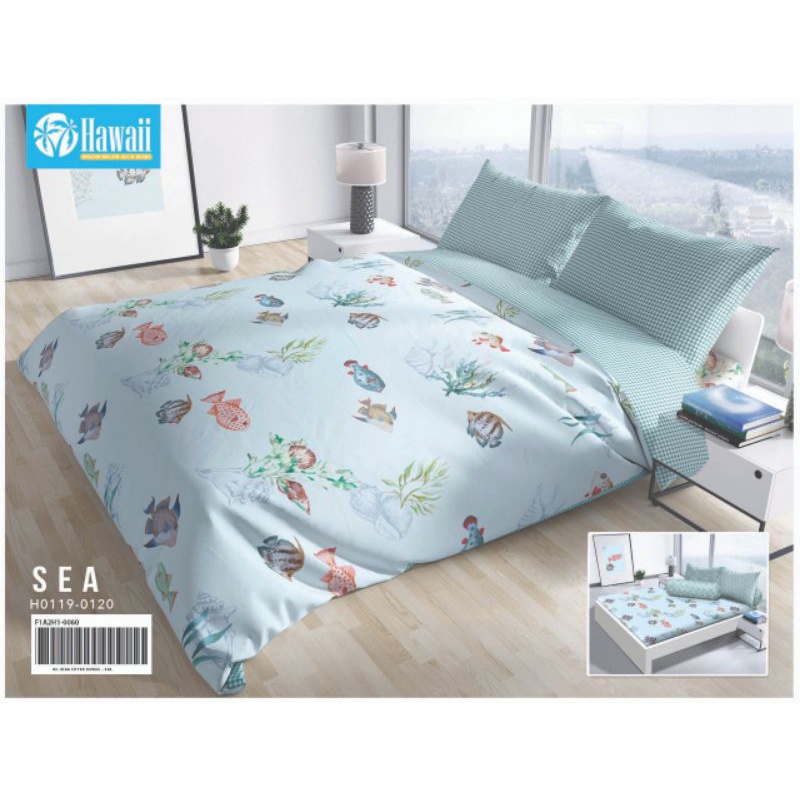 BEDCOVER SET MERK HAWAII/BEDCOVER SET MURAH