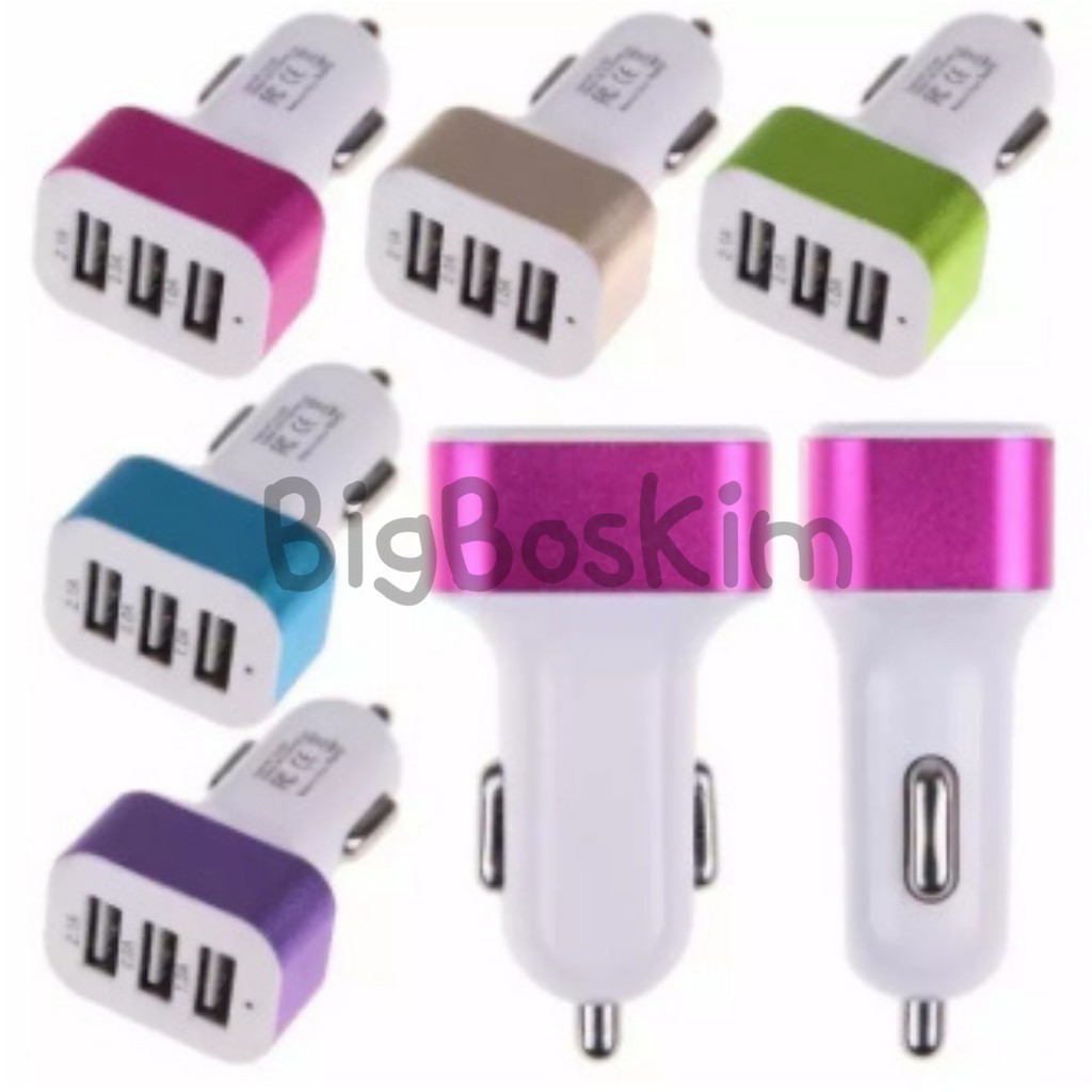 Car Charger 3 Port 6.3A Car Charger 3 USB Port Charger Mobil 3 colokan Charger Mobil 1 Pcs Random