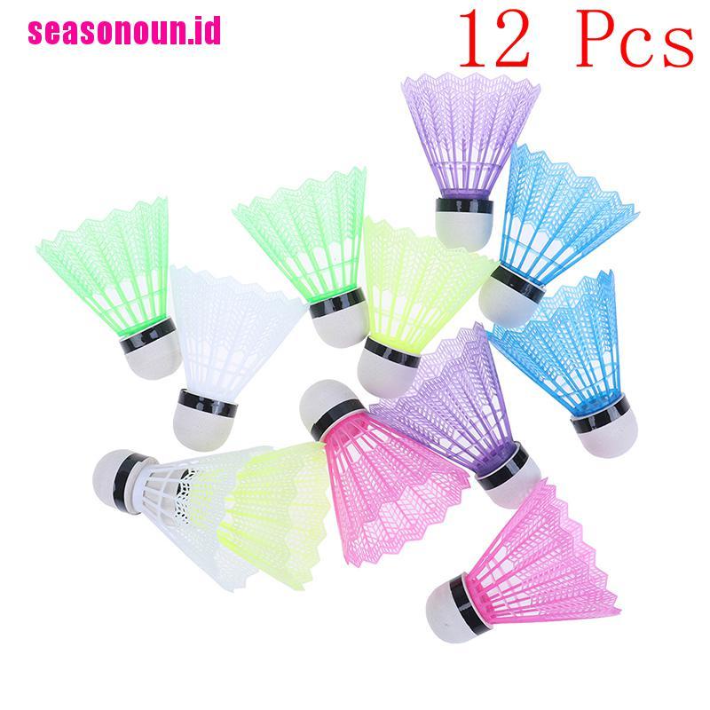 12pcs Kok Badminton Bahan Plastik Warna-Warni Untuk Latihan