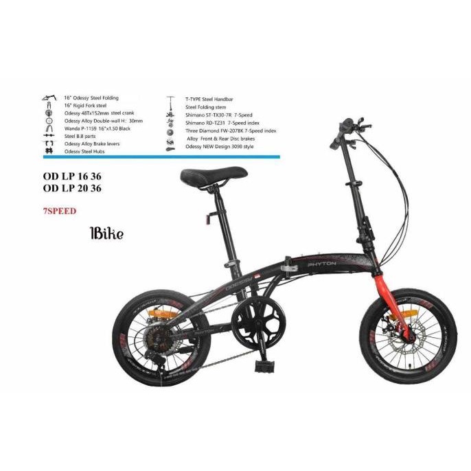 Terima Baru Bayar Sepeda Folding Lipat 16 Inch Phyton Odessy Lp-2036 7 Sp Lipat Murah