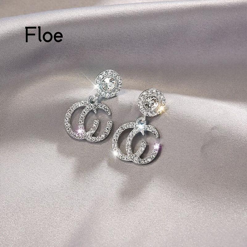 Fl Anting Tusuk Gantung Sterling Silver 925 Hias Berlian Gaya Mewah Hypoallergenic Untuk Wanita