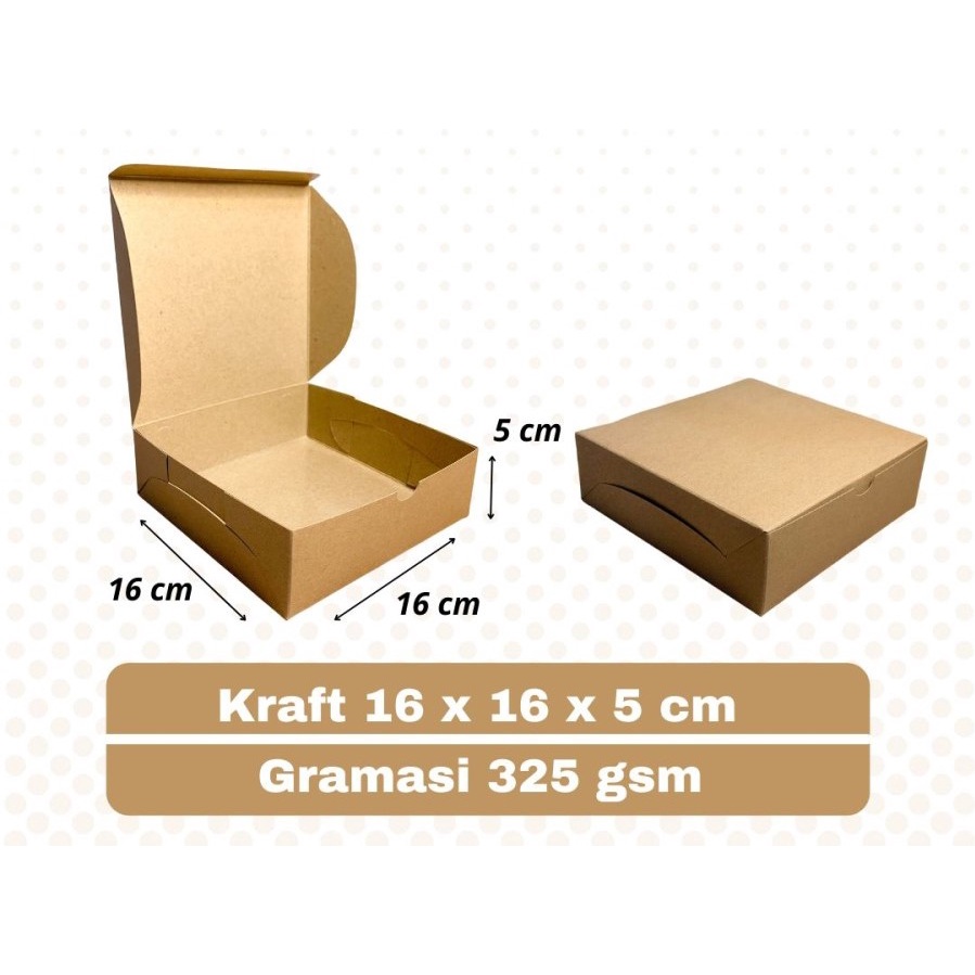 

KOTAK PIZZA BOX Kraft 16x16x5cm 10 pcs Coklat Laminasi Donat Kue