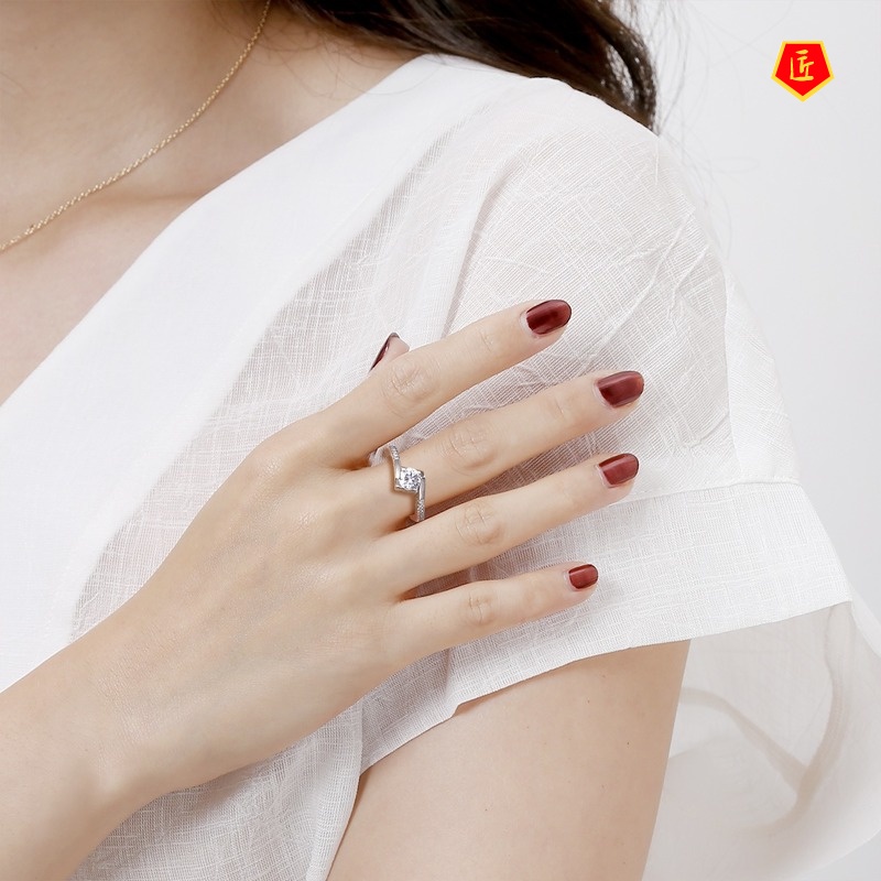 [Ready Stock]Korean Style Graceful Fashionable Silver Diamond-Studded Ring