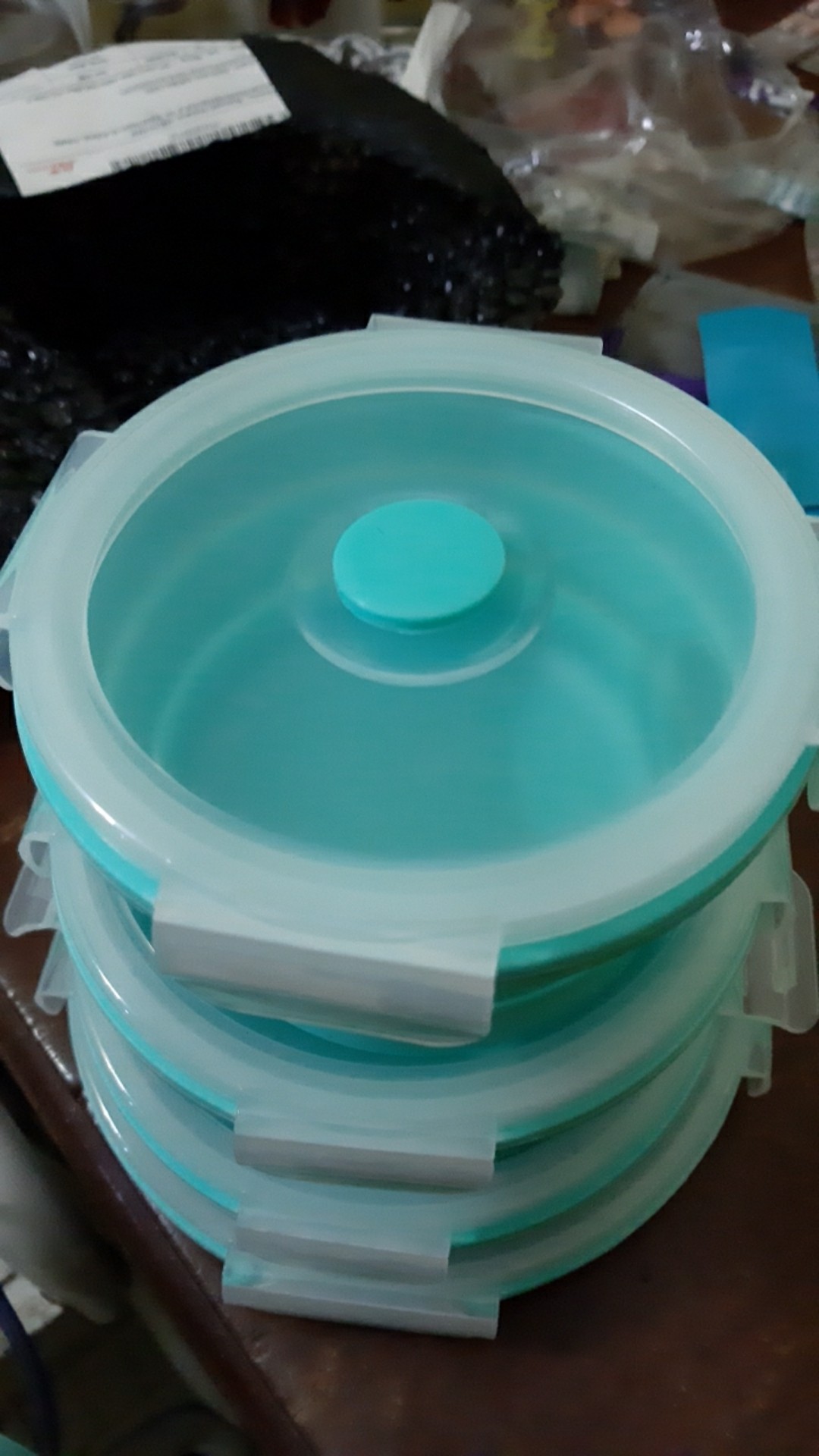 1 Set (4pcs) Kotak Makan Lipat Silikon (foldable Silicon Food Container) Bpa Free Food Grade