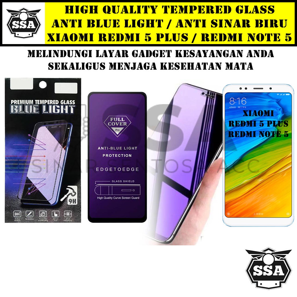 Tempered Glass Xiaomi Redmi 5+ Redmi Note 5 Anti Blue Light Anti Sinar Biru 5 Plus Ori Original Hp Pelindung Layar Temper Anti Lecet Gores TG Murah Berkualitas