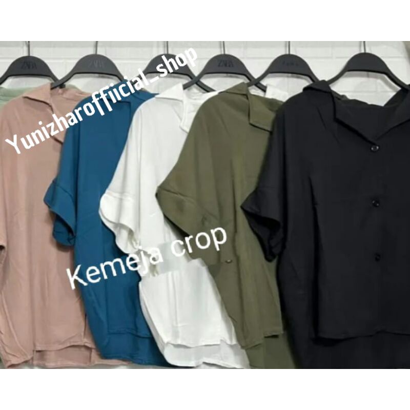 yunizhar_officialstore | kemeja crop pendek wanita / kemeja polos pendek wanita bahan katun
