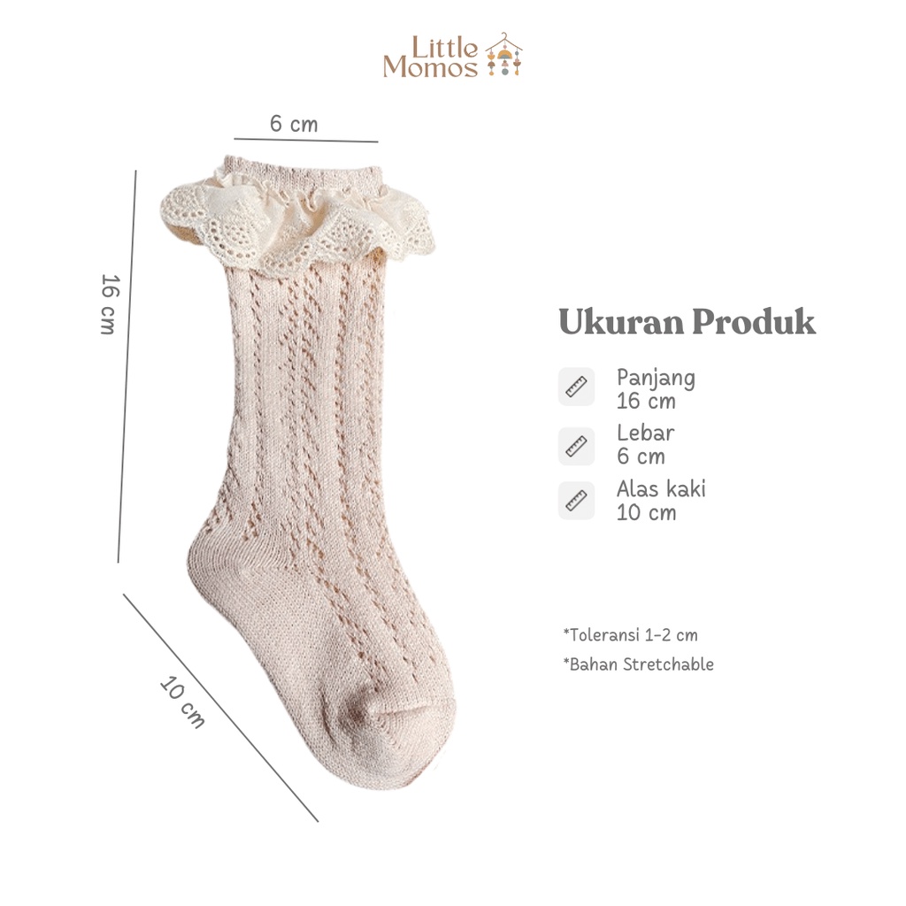 Little Momos Kaos Kaki Panjang Anak Bayi Renda 0-1 Tahun / Kaos Kaki Lace Anak Bayi Perempuan