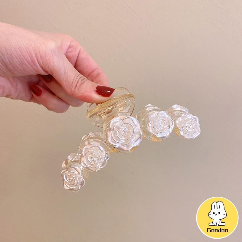 Jepit Rambut Korea Bentuk Bunga Mawar Camellia Warna Transparan Aksesoris Wanita Cepit Rambut -Doo