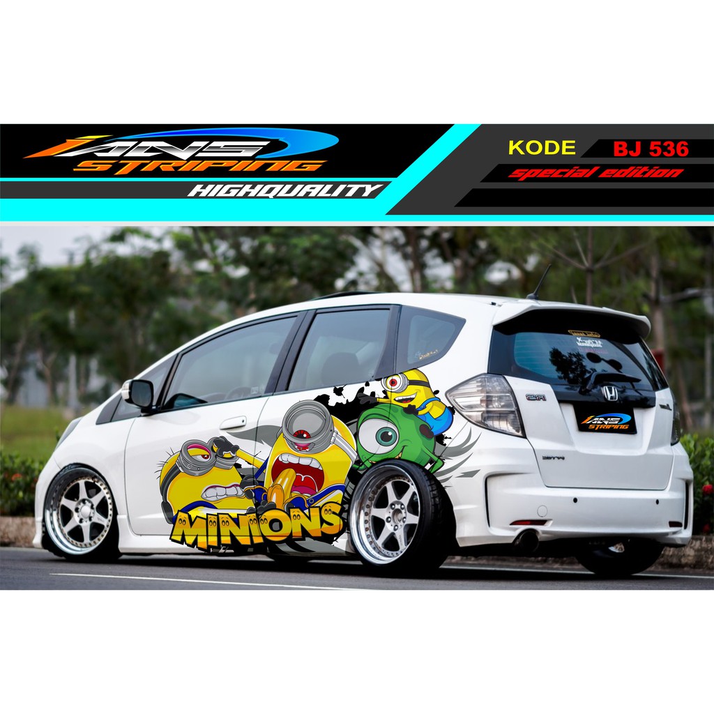 STICKER VARIASI MOBIL JAZZ MINION / STIKER MOBIL AGYA SIGRA YARIS SWIFT / DECAL MOBIL TERBARU