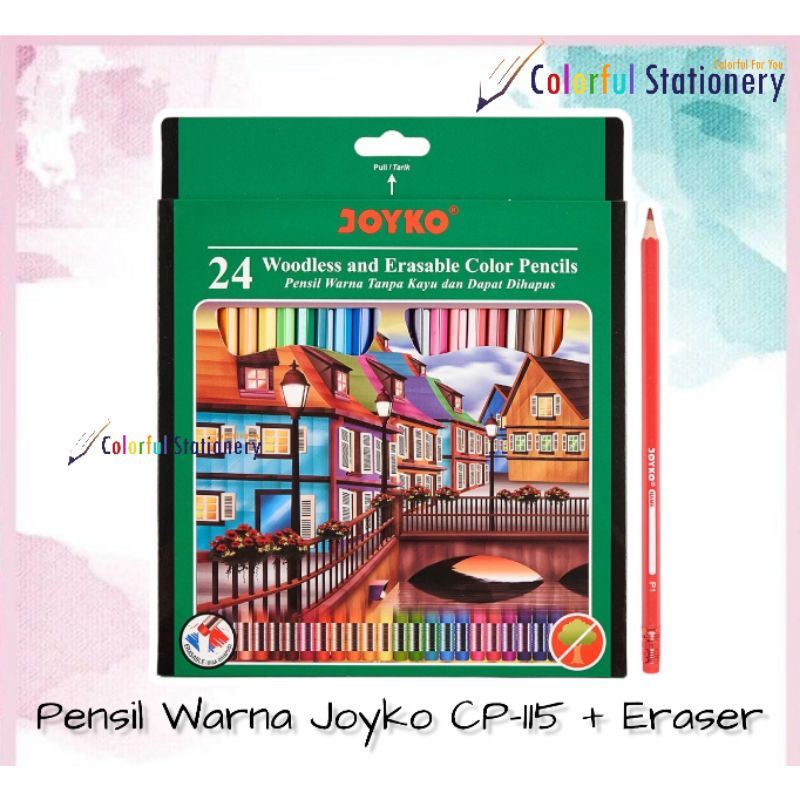 

Pensil Warna Joyko Panjang 24 Warna + Penghapus CP 115