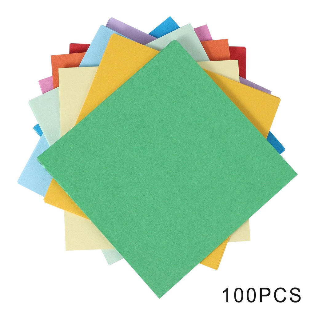 100pcs Kertas Origami Lipat Handmade DIY Bentuk Persegi Warna Polos Untuk Dekorasi Kartu / Scrapbook