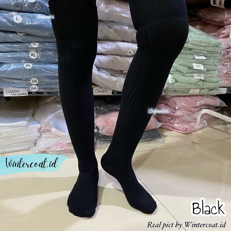 Kaos kaki rajut tinggi overknee long socks knitted winter cosplay musim dingin import korean style