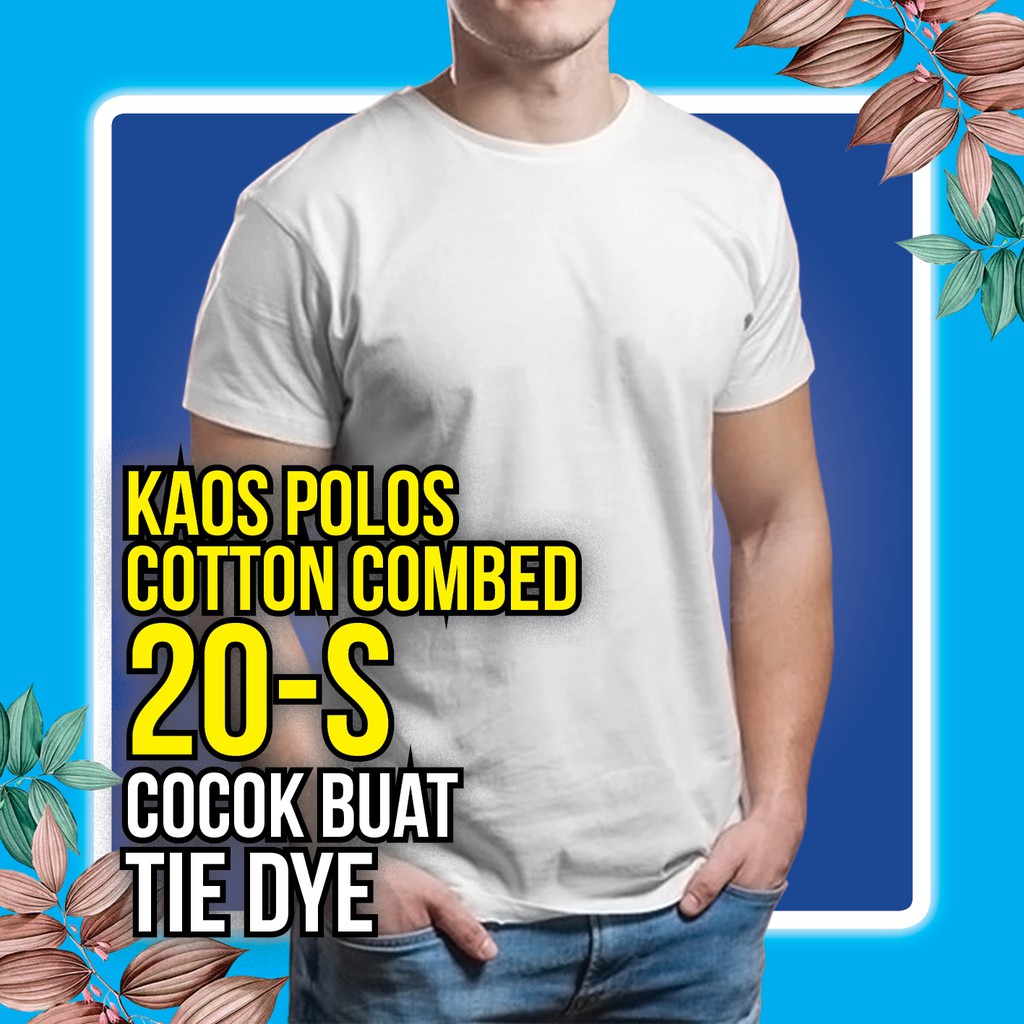 Kaos Polos Cotton Combed 20s Ukuran S, M, L dan XL Putih Cocok Buat Tie Dye