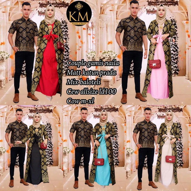 Couple Gamis Naila Batik Kombinasi