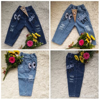  CELANA  JEANS  PANJANG ANAK  MODEL  BORDIR MIAO USIA 1 2 3 7 8 