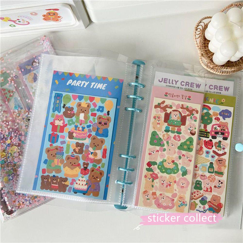 Lanfy Stiker Album Stationary Agenda Transparan DIY Stiker Organizer Koleksi Kartu Binder Notebook