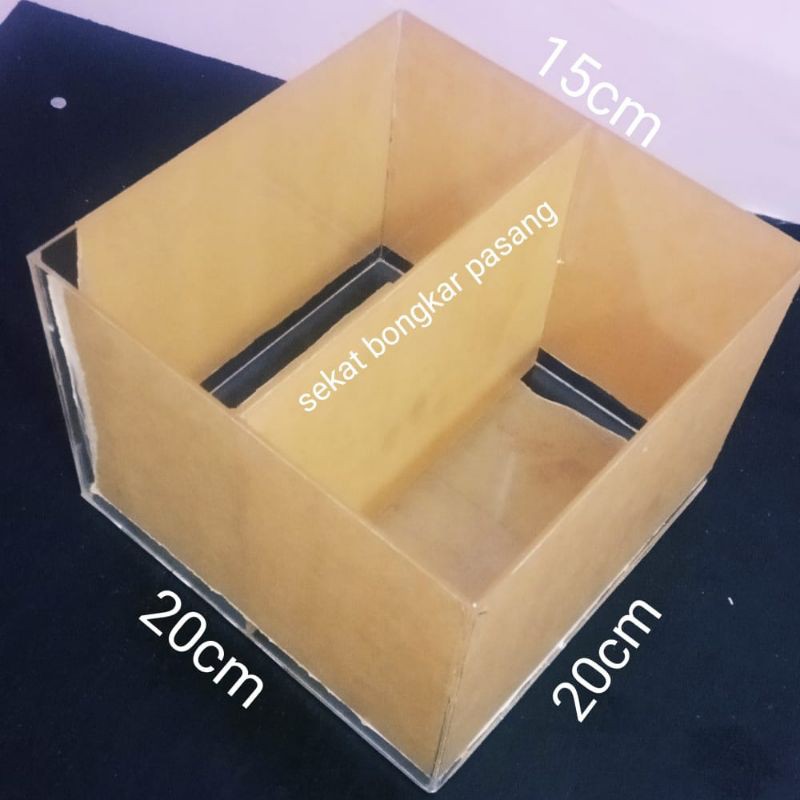 akrilik p.20.L.20.T.15cm) cupang/gubby sekat pasang lepas
