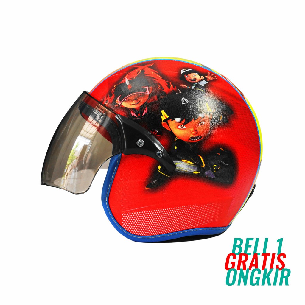 Helm Anak Standart Kaca Half Face Scoopy Original Karakter Boboiboy