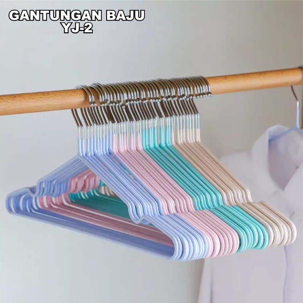 Rumah_kita2020 Gantungan Baju Kawat Hanger Jemuran Pakaian Anti Karat Kualitas Impor Warna Warni Gantungan Hanger (1Pack 10 Pcs)BISA COD PROMO!!