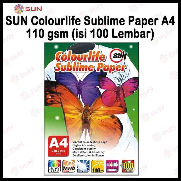 

Kertas Sublim Transfer Paper - Colourlife Sublime Paper A4 100 Lembar