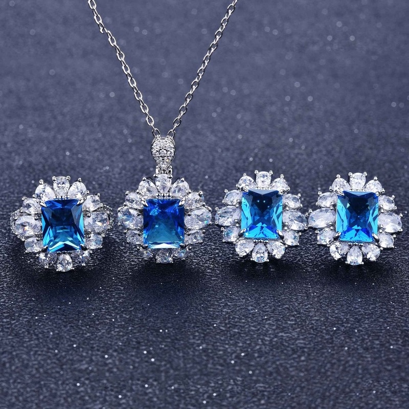 Luxury Jewelry Color Moissanite Jewelry Set