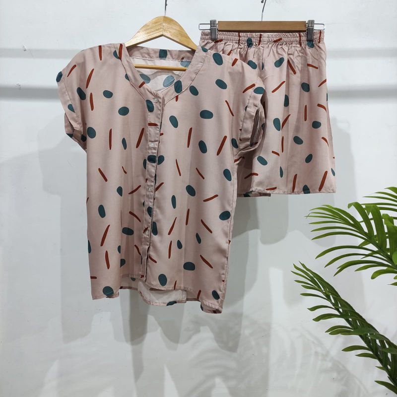 PIYAMA PENDEK RAYON | PIYAMA KANCING | BAJU RUMAHAN MURAH-TB E